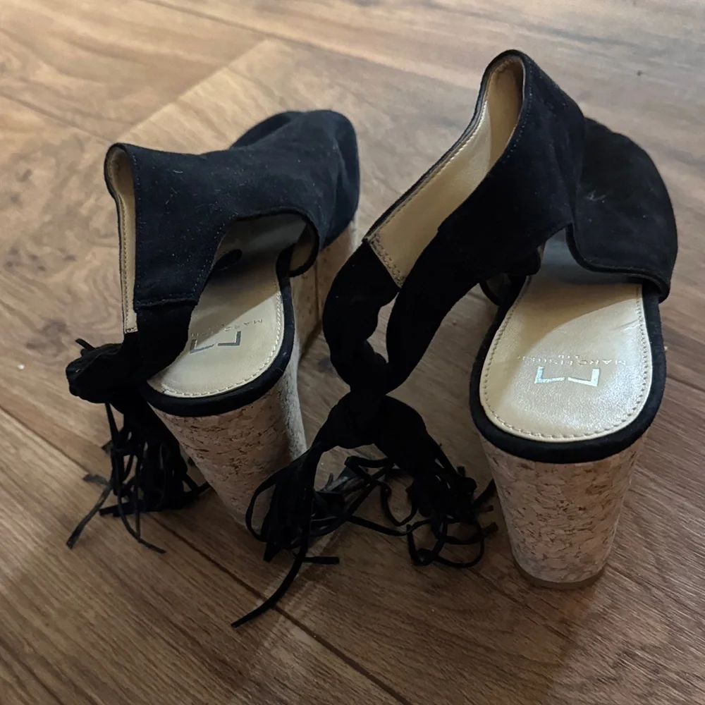 Marc Fisher Black Suede Platform Sandals